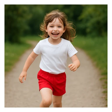 Make the girl's outfit red shorts and a white short-sleeved t-shirt sticker