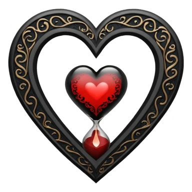 goth themed heart with a dark hourglass sticker