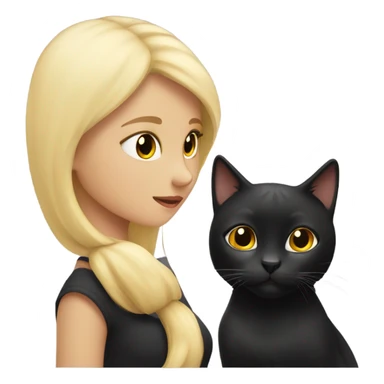 Black cat with blond eyes kissing blond girl  sticker