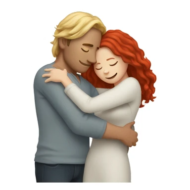 White Man with long hair hugging a white red hair woman sticker