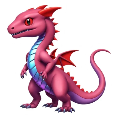 Cute Shiny mauve iridescent Guilmon-Salandit-Fakémon-hybrid-creature (full body)  sticker