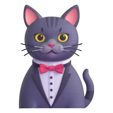 cat wearing a fancy bow tie sticker