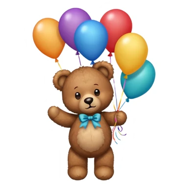 teddy bear holding balloons, birthday, cute, fluffy, semi-realistic sticker