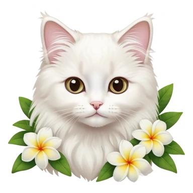 A cute  little white Ragdoll and frangipani sticker