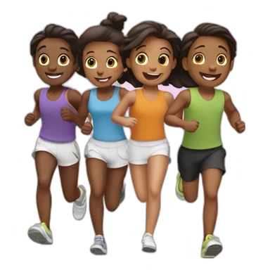 3 friends running sticker