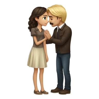 Man with brown hair and blond mustache kissed beautiful girl with dark brown hair  sticker