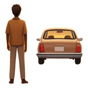 A parked car rests on the side of a long with a person outside , empty road stretching toward a golden sunset. The sky glows with warm colors, and the landscape ahead feels open, peaceful, and full of promise. love  sticker