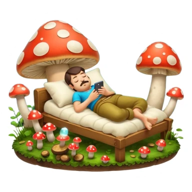 bard character asleep on mushroom bed snoring glow spores sticker