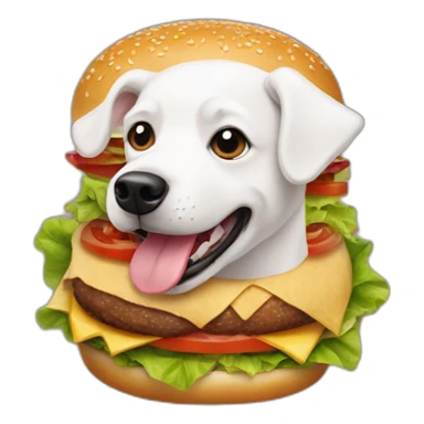 white dog in a burger sticker