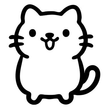 custom cat character inspired by TenSquared server logo, black and white, happy emotion, hand drawn icon style sticker