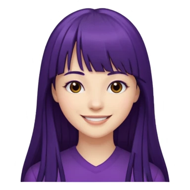 young woman with long straight dark purple hair and bangs sticker