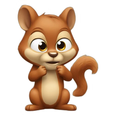 the squirrel twists his finger at his temple sticker