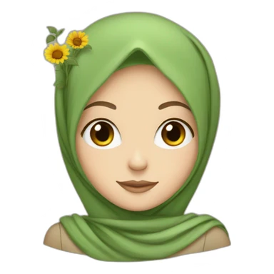  A white girl wearing a hijab carrying Sunflower rose sticker