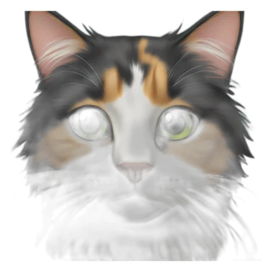 longhaired calico cat with green eyes staring sticker