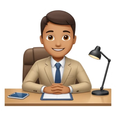 happy employee sitting at a desk sticker