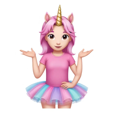 head of an anthropomorphised female unicorn in tutu and pink t-shirt, relaxed pose sticker
