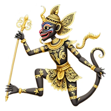 Wayang – Cinematic Realistic Wayang, depicted as intricately carved traditional Indonesian shadow puppets with expressive features and vibrant cultural motifs, set against a dark, dramatic backdrop with subtle glowing highlights that evoke the mystical art of shadow play. sticker