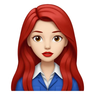 Brown Long Hair, Eyes Brown, Big lips Red, skin white, clothes sticker