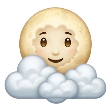 Beige moon and cloud sticker