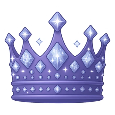 Create an even more beautiful and luxurious purple crown in apple emoji style with color #7986cb, featuring many sparkling diamonds, elegant details, and a majestic look, no background. sticker