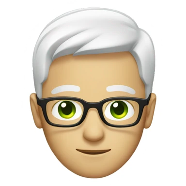 guy with square glasses with short hair, white green eyes sticker