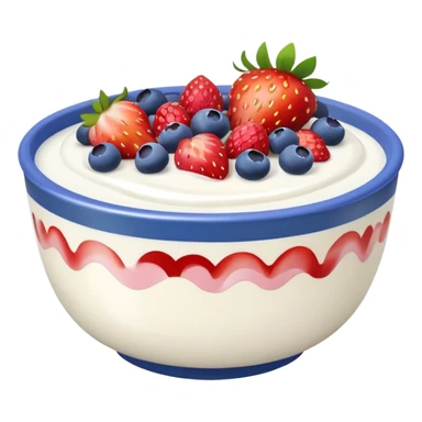 create a bowl with iogurt and berries emoji ios style  sticker