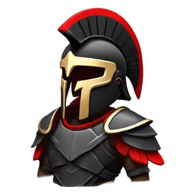 Fantasy spartan warrior male wearing detailed black armor with a red plumed helmet
 sticker