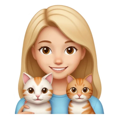 a girl smile with a cat sticker