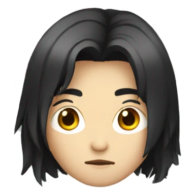 asian guy with long black hair serious face sticker