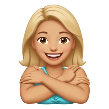 woman crossing arms around her neck laughing  sticker