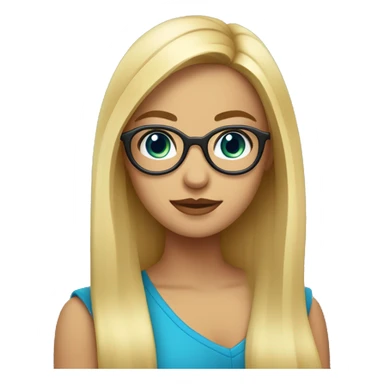 chica rubia con ojos azules, pecas y gafas redondas en posición de pie sticker