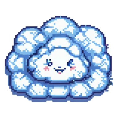 a smiling cloud, pixel art style sticker