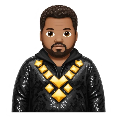 Fatman Scoop with dark brown hair, black sequin outfit sticker