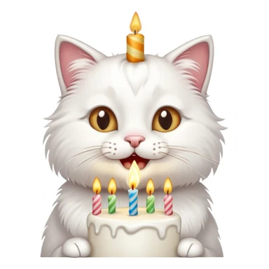 Happy cat blowing birthday candles sticker