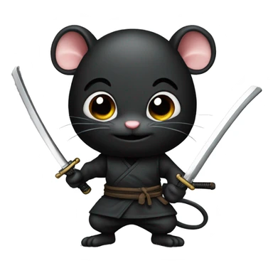 ninja black color rat with katana sticker
