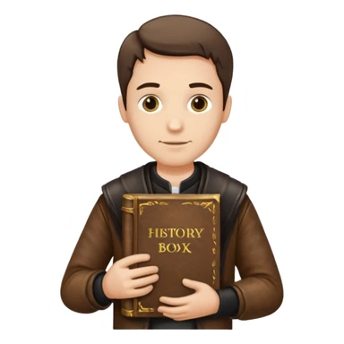 man holding a history book sticker