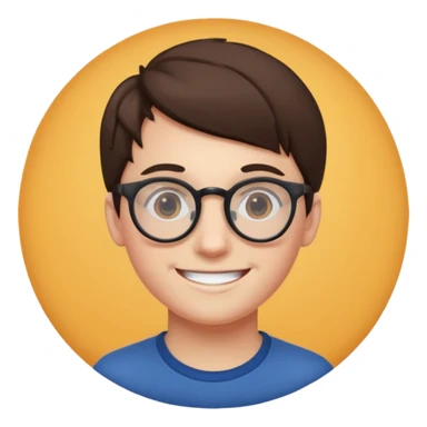 une personne plutot jeune de face avec des detail et des accessoires /lunettes dans un rond  sticker