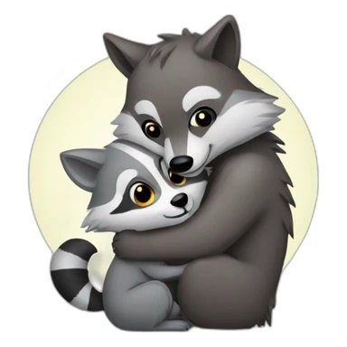 raccoon hugging wolf sticker