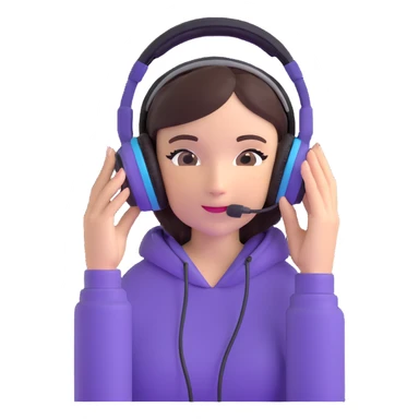 excited gamer girl in headphones sticker