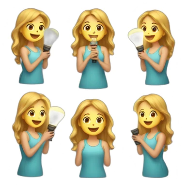 five girls with lamps sticker