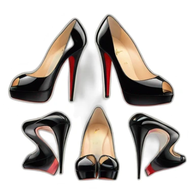 Louboutin Black patent Leather Lady Peep Toe Platform sticker