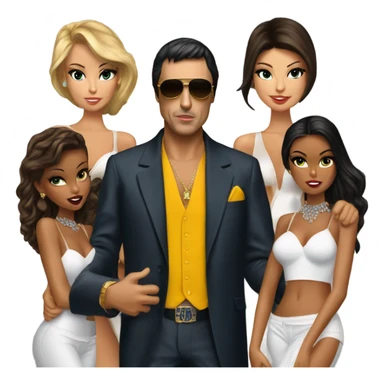 Tony Montana with 4 beautiful models sticker