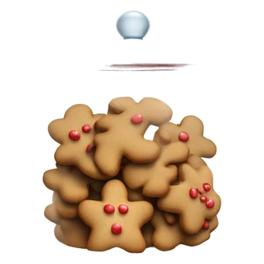 Realistic glass cookie jar with light red lid full of gingerbread cookies isolated.  sticker