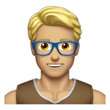 Blond man blue eye glasses muscle eat hazelnut sticker