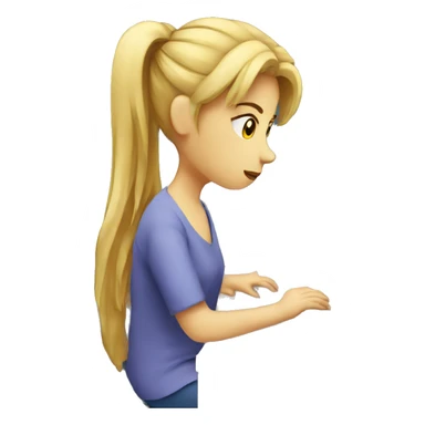 a sad girl working on excel on her monitors sticker