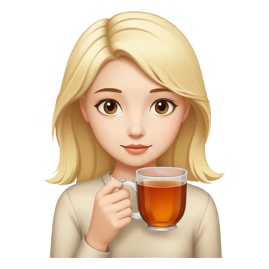 Girl with blond hair and cup of tea in her hand sticker