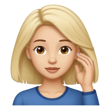 Flirty emoji putting hair behind ear sticker
