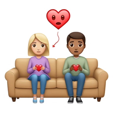 A couple sits on opposite sides of a couch, loo, disconnected. Between them, a faint, invisible thread connects their hearts—but it’s fraying. One of them hesitates, reaching out, unsure whether to fix it or let it snap sticker