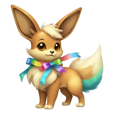 Shiny colorful Eevee with ribbons sticker