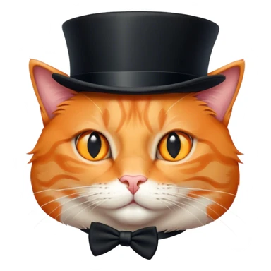 elegant orange cat with top hat black sticker